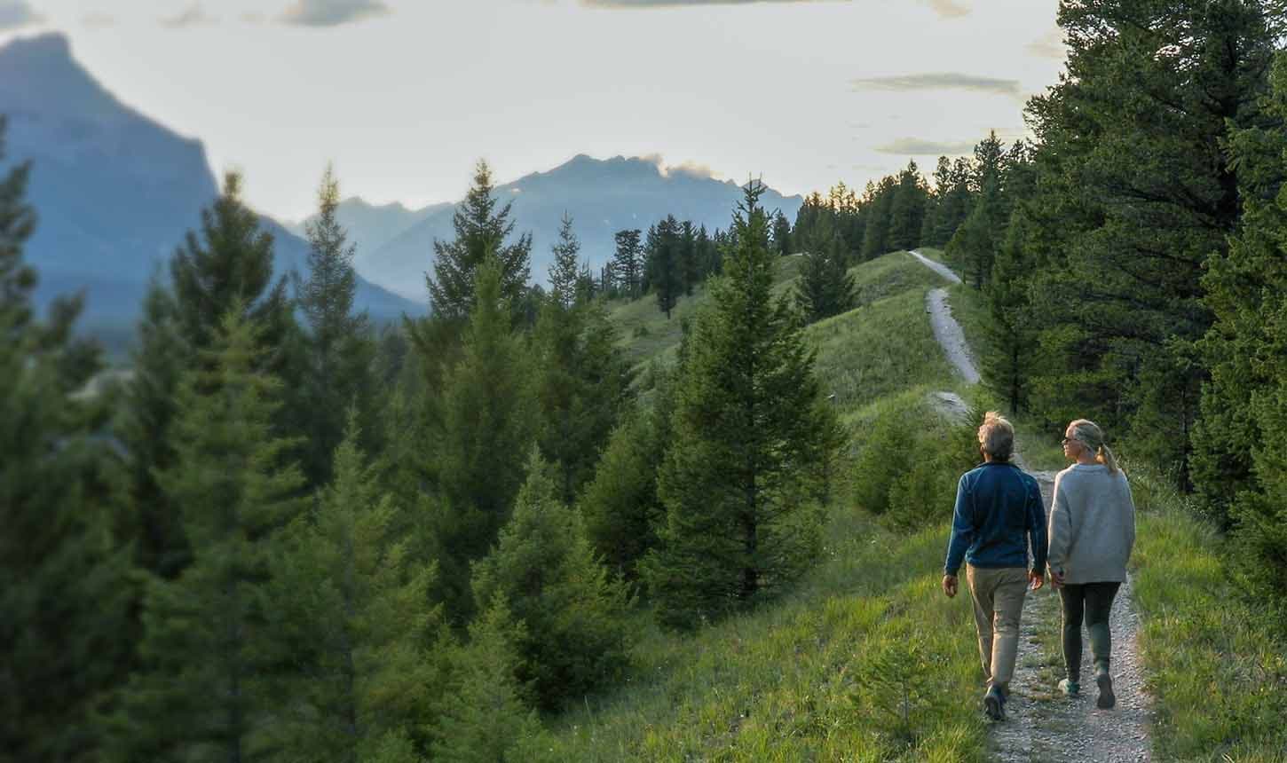Retired couple hiking