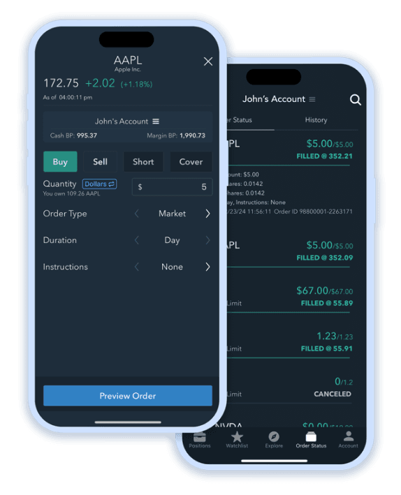 Apple fractional shares trade on iOS